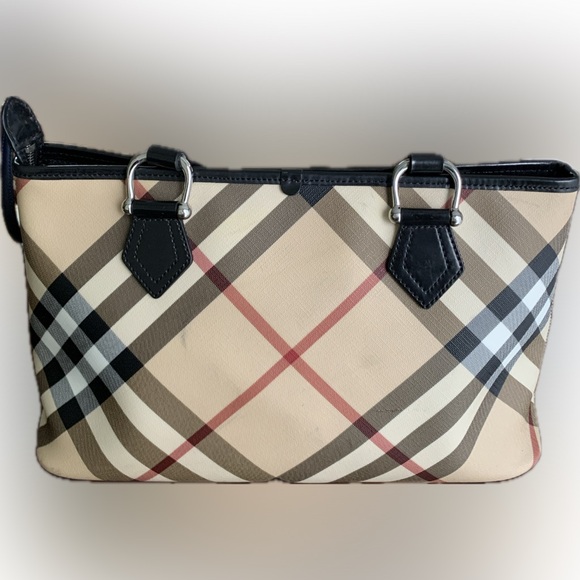 Burberry Nova Check Coated Canvas and Patent Leather Tote - Picture 11 of 13
